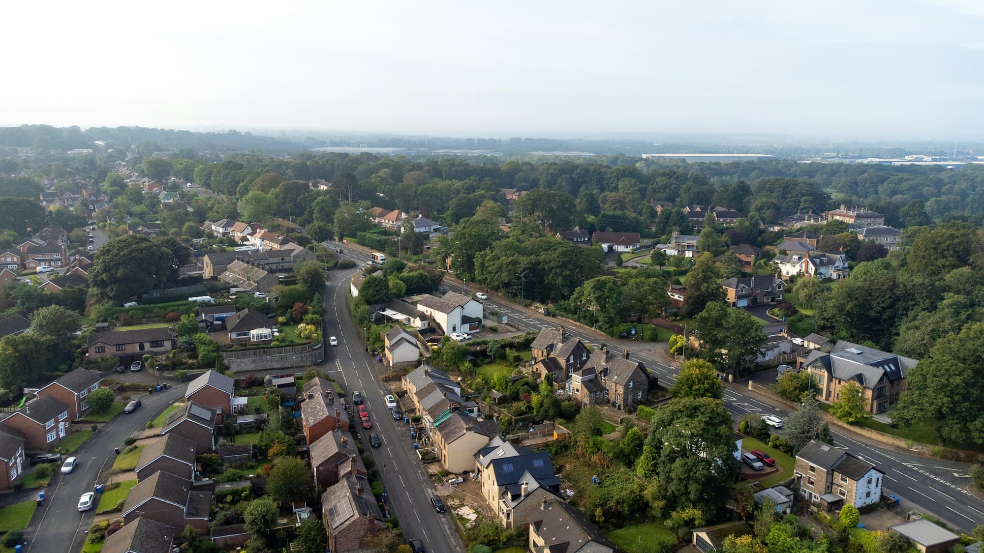 An aerial view of a leafy suburban neighbourhood
